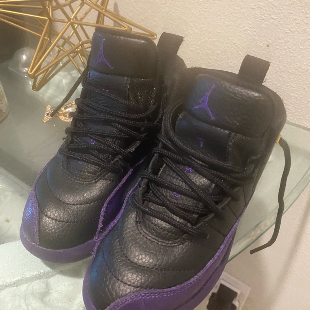 Jordan Black and Purple Sneakers with Signature Design